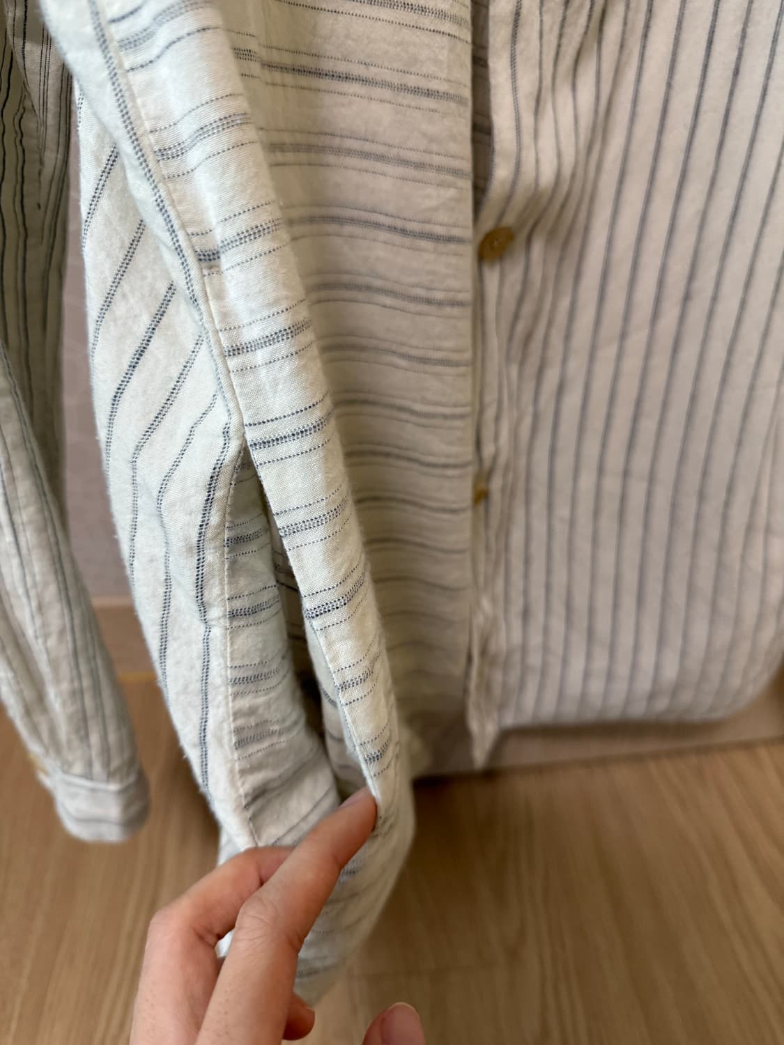 Atelier suppan 핸드다이드 믹스드 스트라이프 백 어태치드 셔츠 상품이미지2