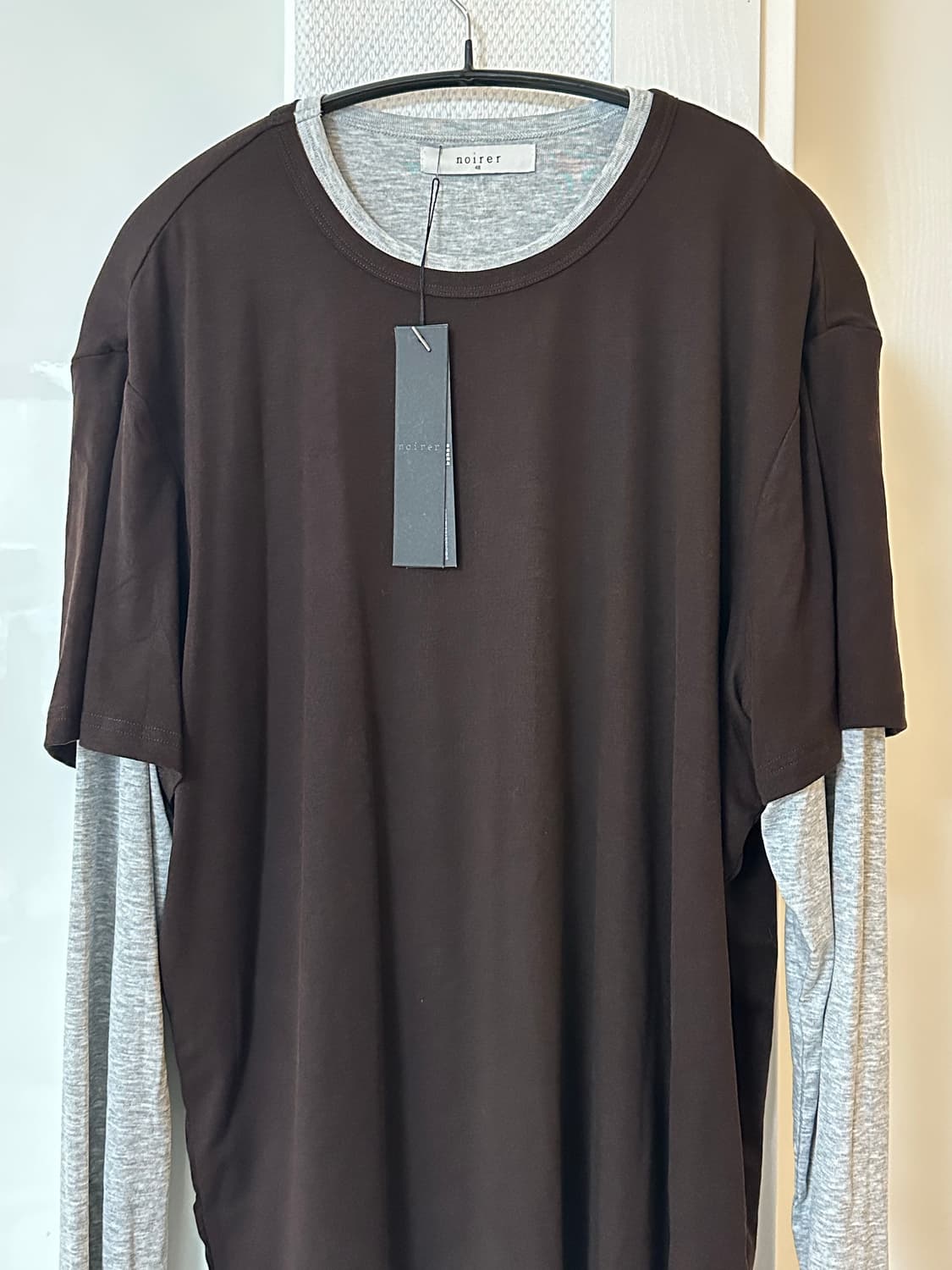 (네고가능)노이어 레이어드 하프 롱 슬리브 티셔츠 브라운그레이 layer 상품이미지2