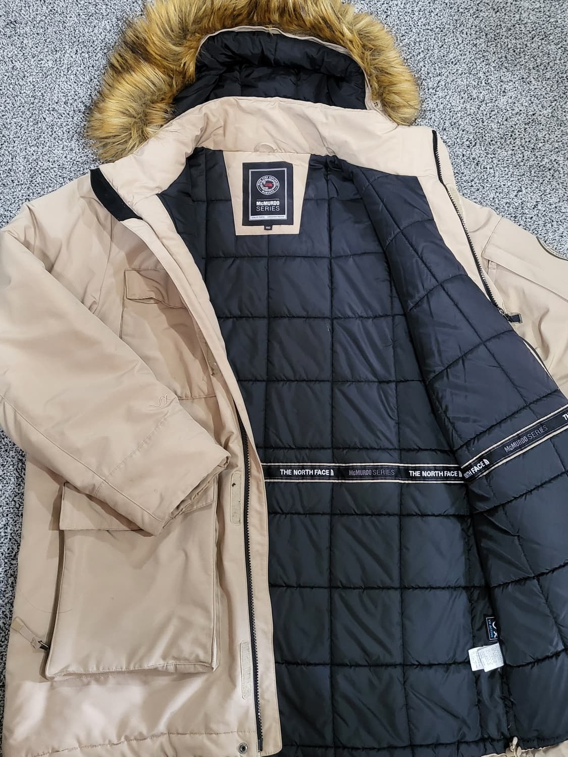 노스페이스 베이지 퍼 후드 점퍼 상품이미지6