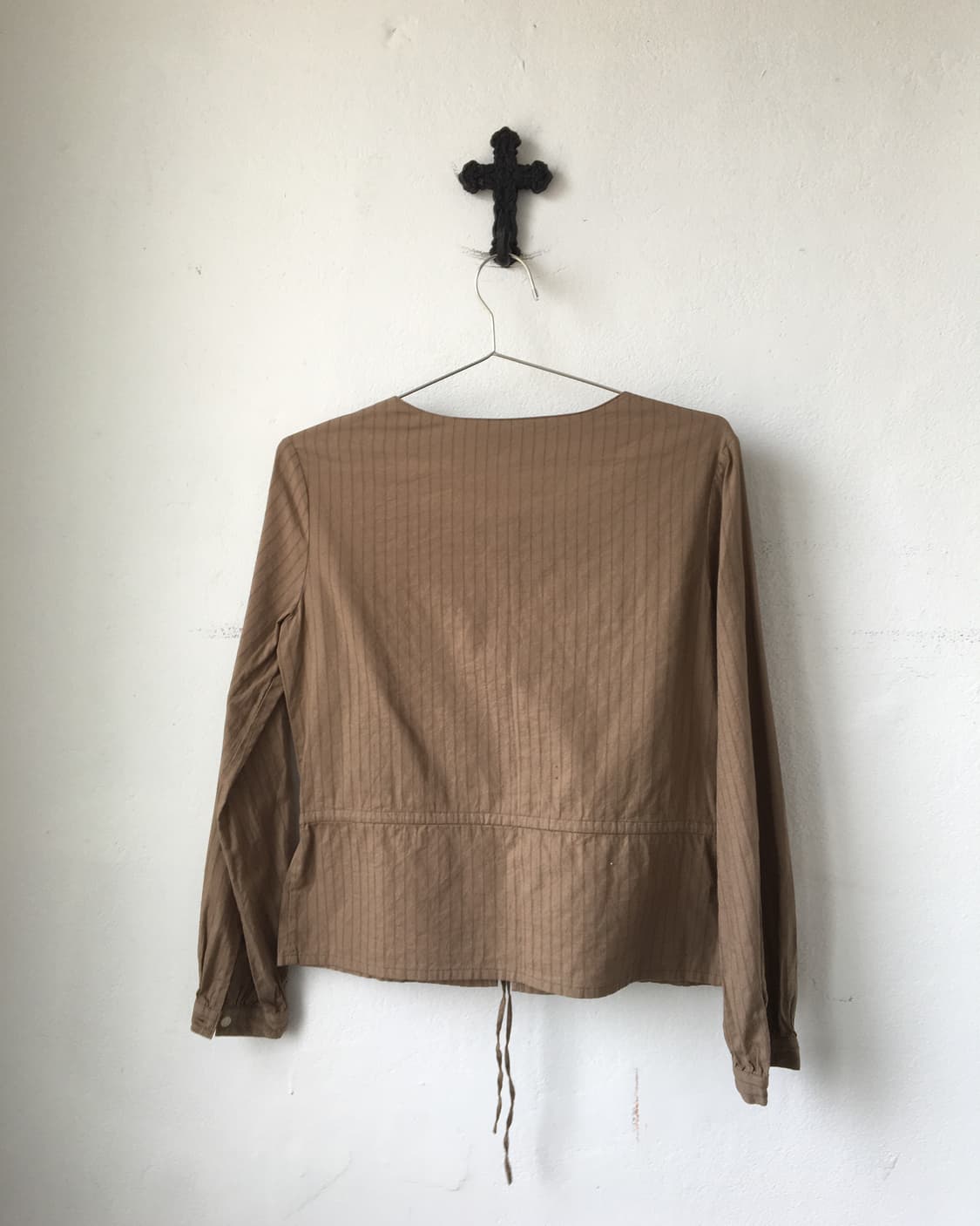 Crochet trimming stripe pattern blouse 상품이미지3