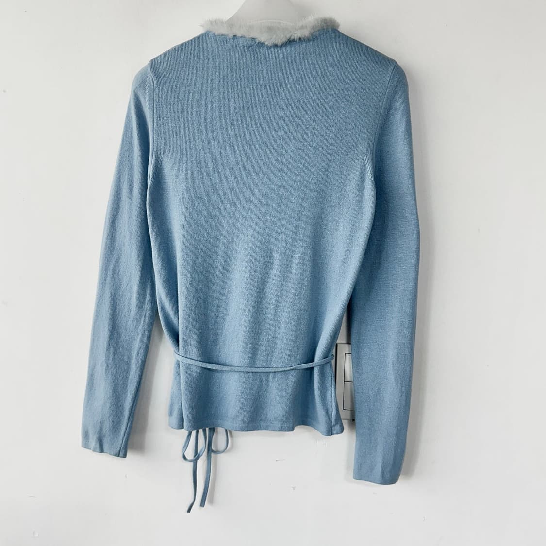 블루마린 퍼 트리밍 니트 가디건 상품이미지6