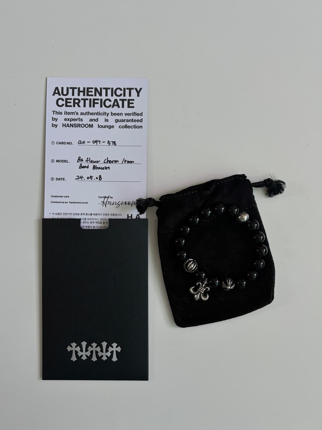 크롬하츠 BS fleur charm 10mm Bead Blracelet 상품이미지3