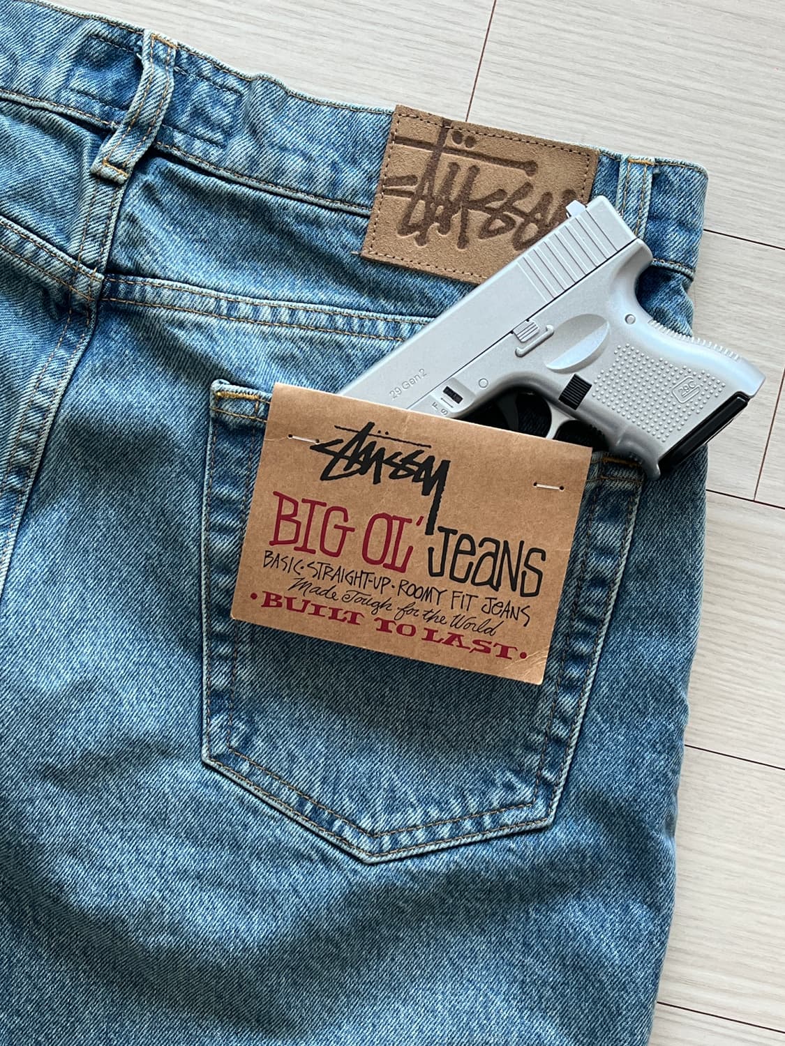 stussy 스투시 데님 빅올진 워시드 블루 30 (새제품) 상품이미지5