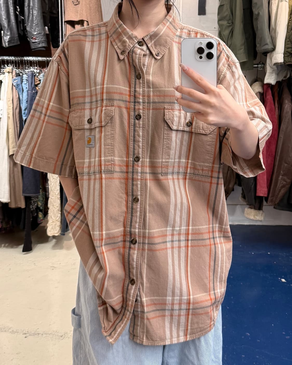 Carhartt 칼하트 루즈핏 체크 반필 셔츠 상품이미지1