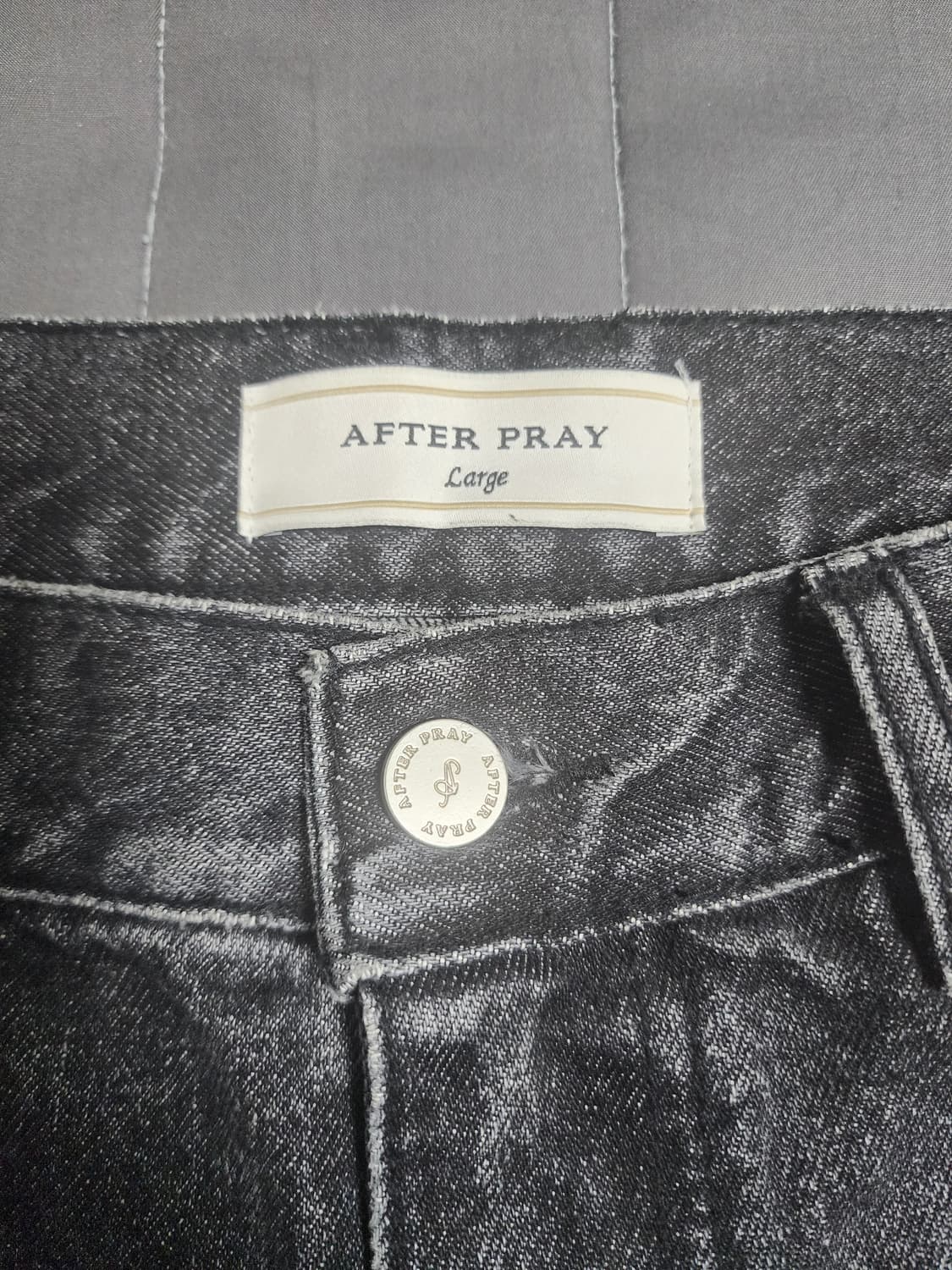 새제품급 L)스트레이트 워시드 슬래쉬 데님 진스 차콜 상품이미지7