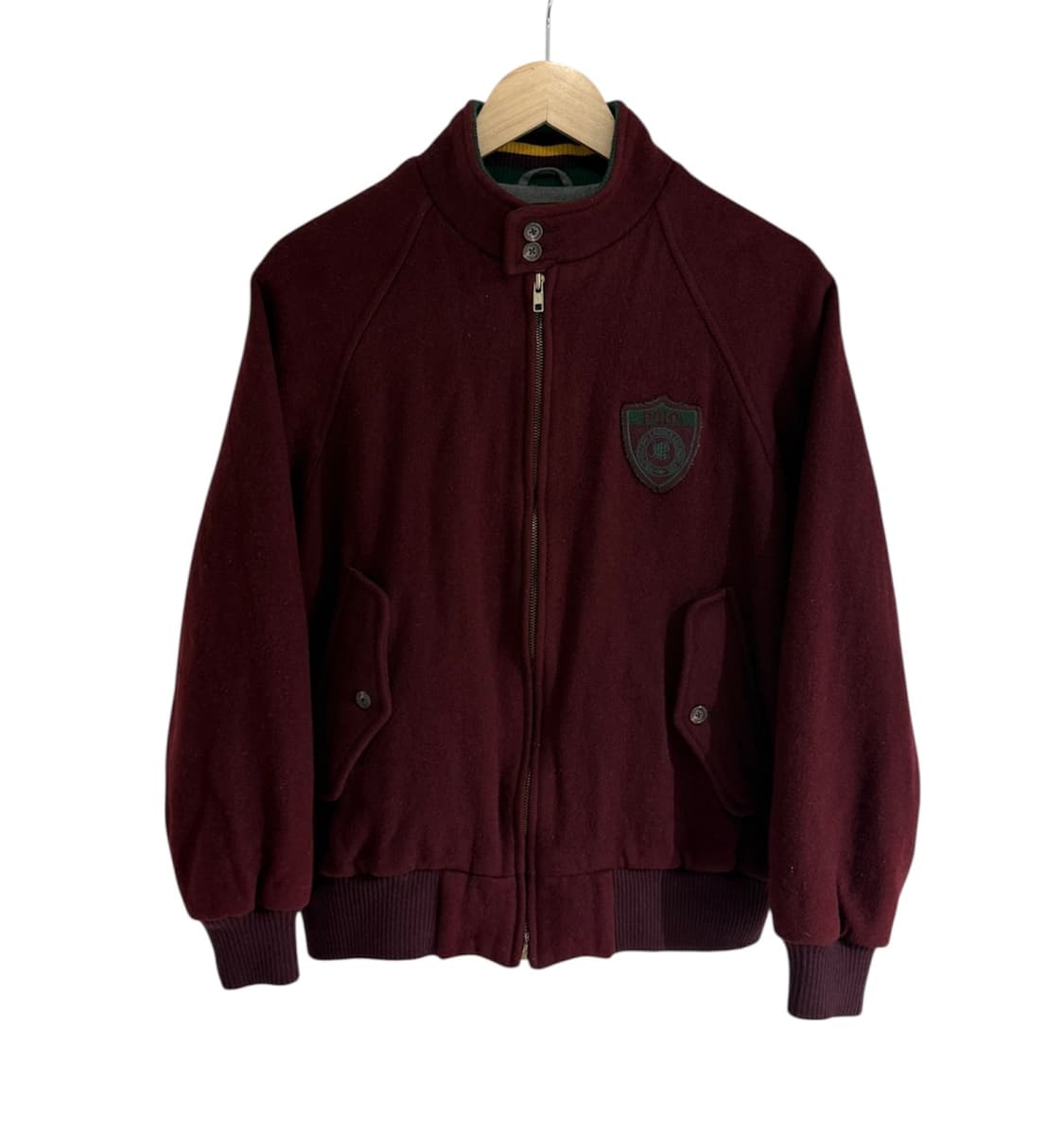 폴로 랄프 로렌 90‘s 버건디 울 쉴드패치 헤링턴 바라쿠타 자켓 상품이미지1