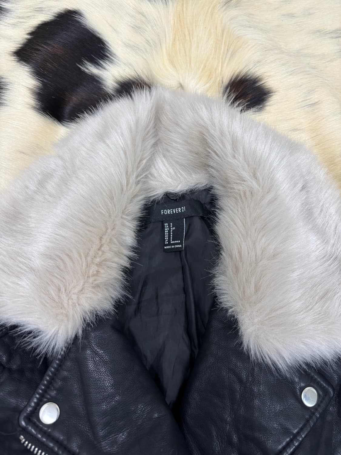 White Fur Trimming Black Chic Leather Ja 상품이미지4