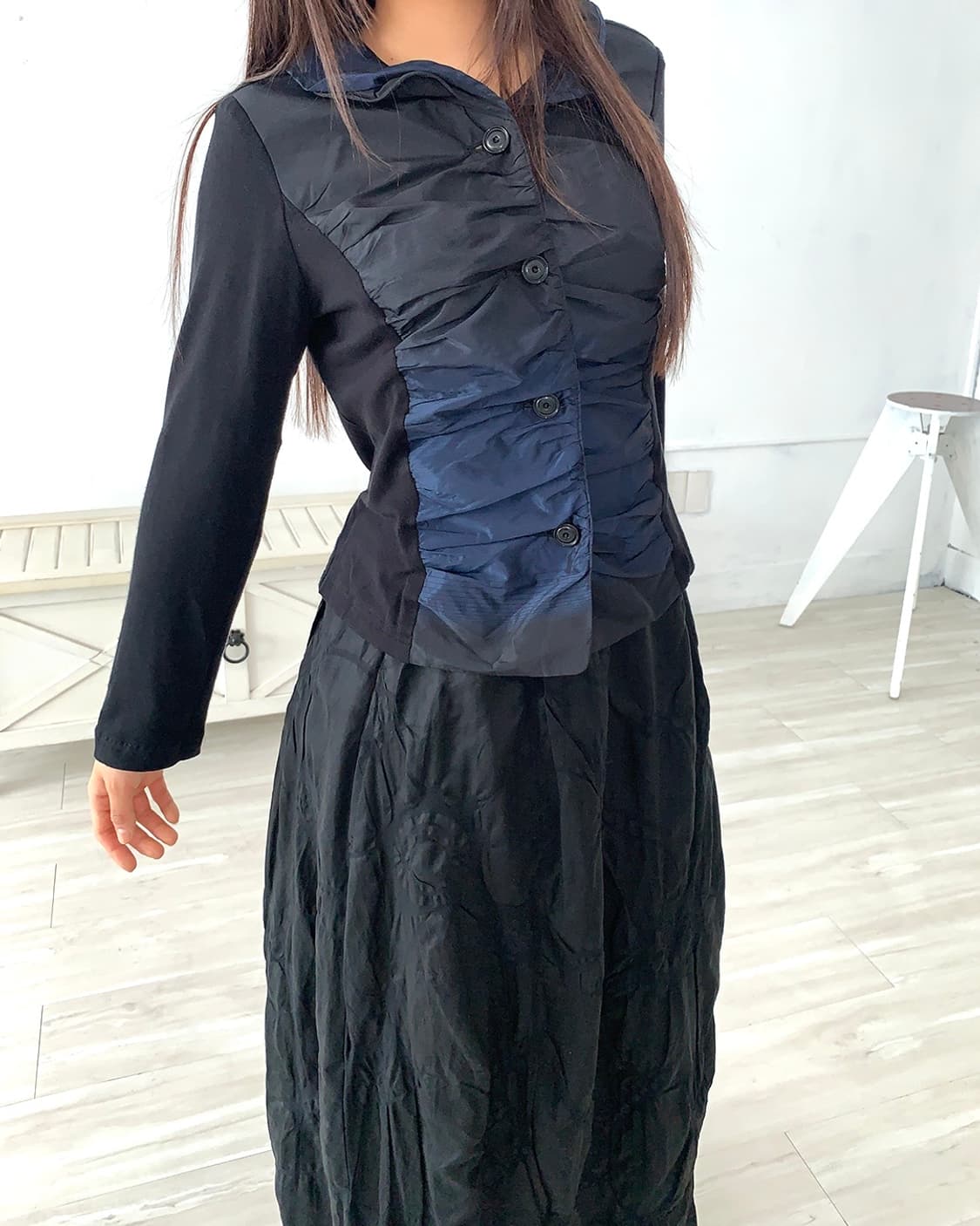 Black & Midnight Navy Ruched Jacket 상품이미지8