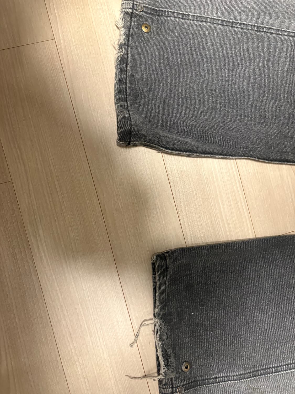 루카스 콘트라스트 패널 와이드 레그 진 (BLACK,M) 상품이미지10