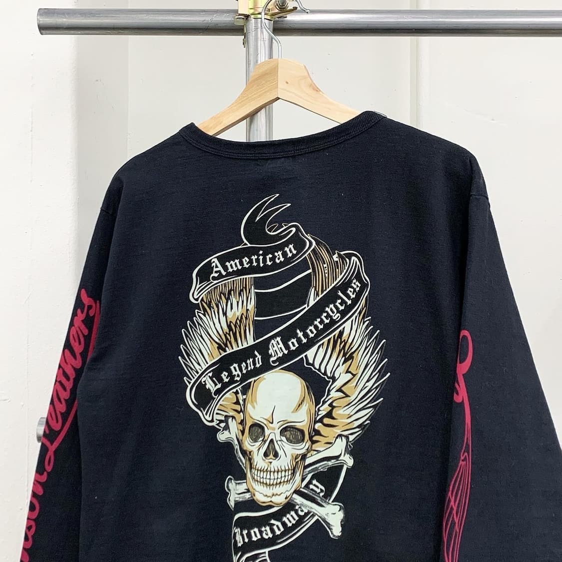 밴슨 코튼 블랙 스컬 롱슬리브 상품이미지1