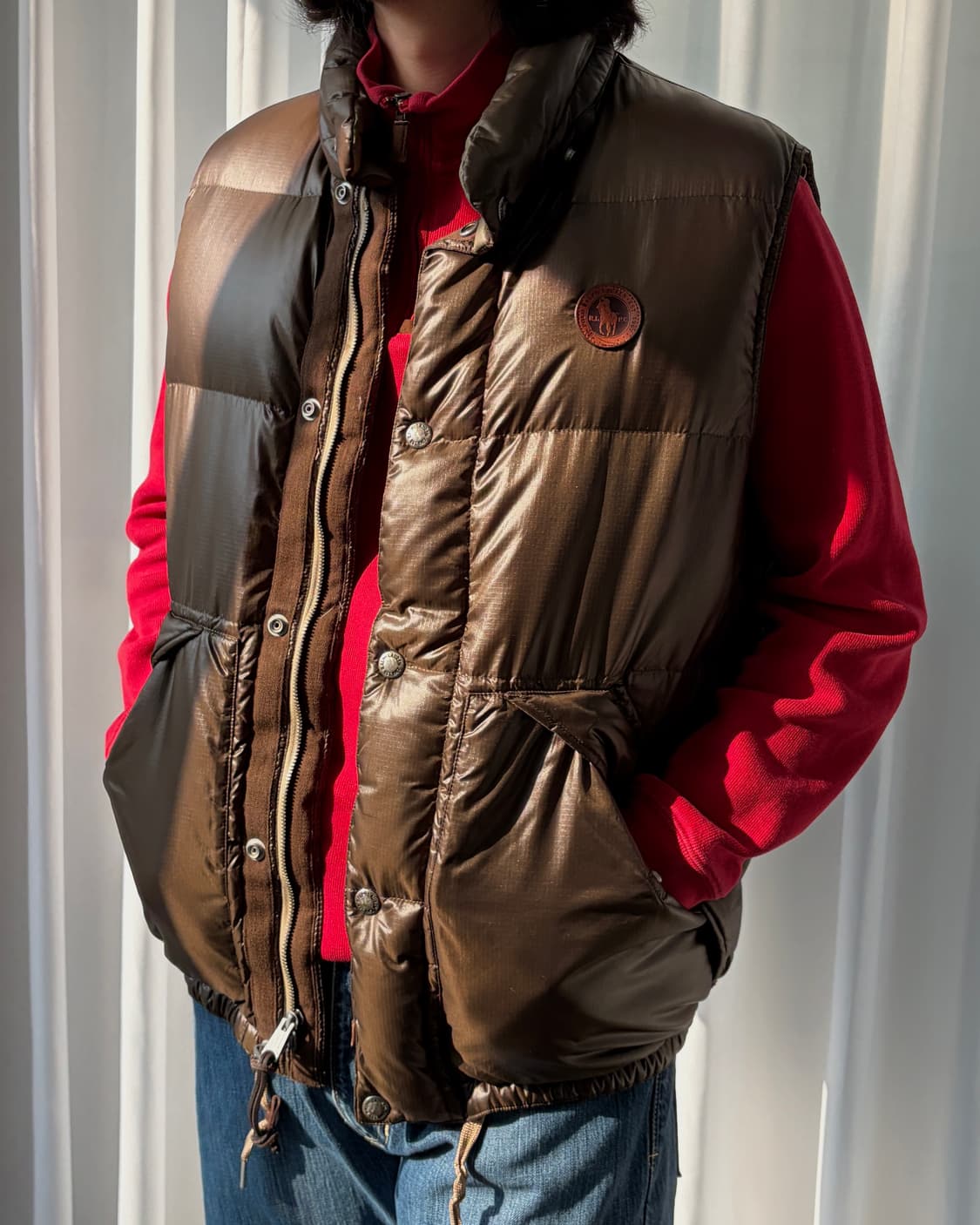 [L]폴로 랄프로렌 레더 포니 투웨이 푸퍼 패딩 베스트 상품이미지1