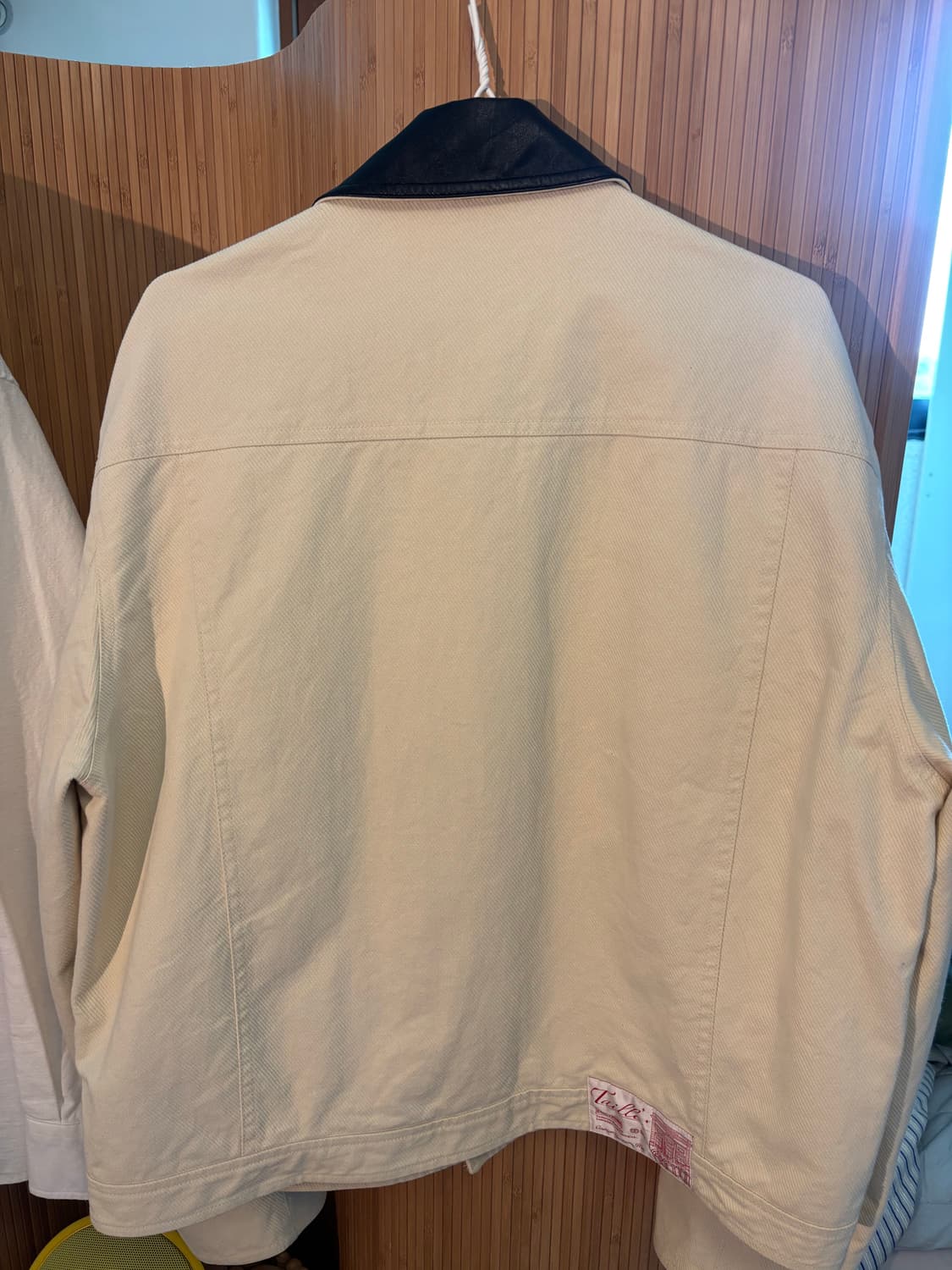 Taille 베이지 레더 배색 데님 자켓 상품이미지2