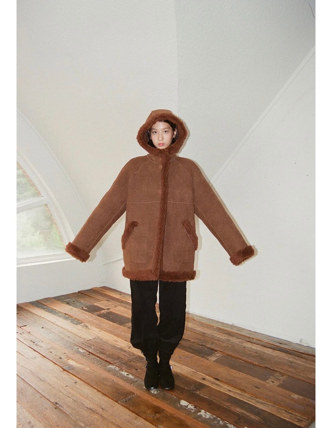 모의 시어링 리버시블 무스탕(브라운) 상품이미지3