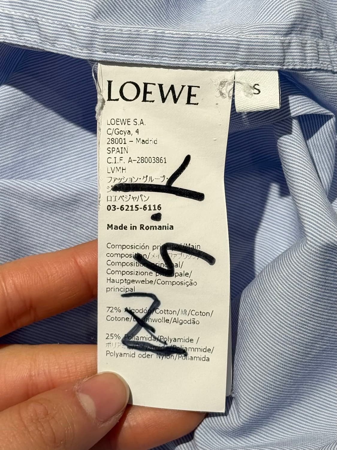 로에베 블루 화이트 언발란스 오버핏 셔츠 상품이미지8