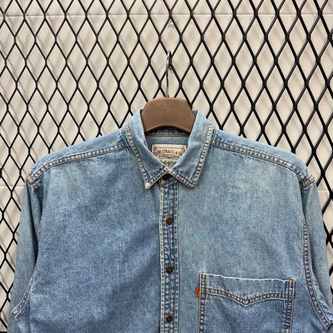 리바이스 데님 셔츠 원포켓 포인트 오렌지 택 중청 상품이미지3