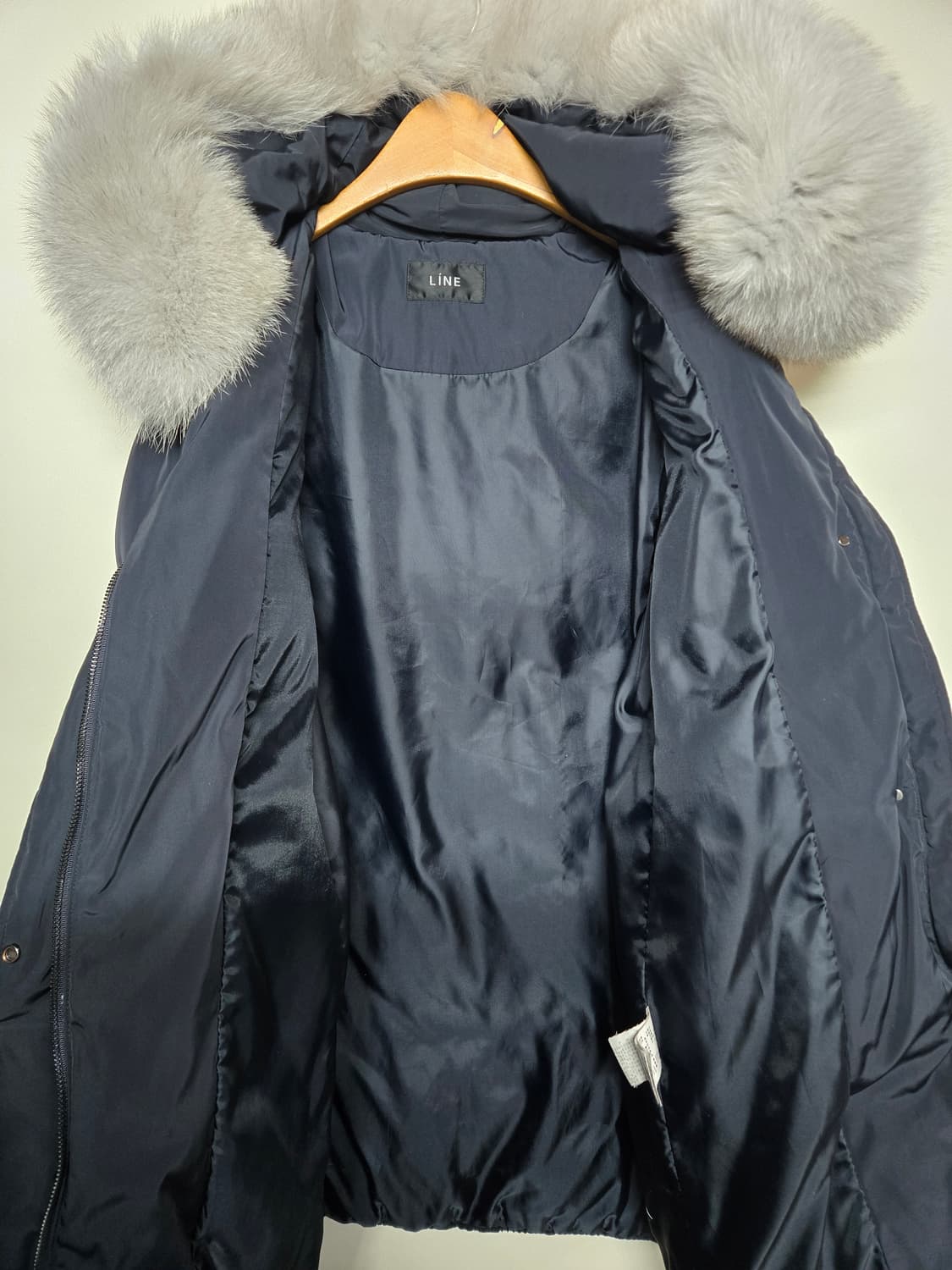 LINE  딥네이비 롱 패딩 폭스퍼 후드55 상품이미지3
