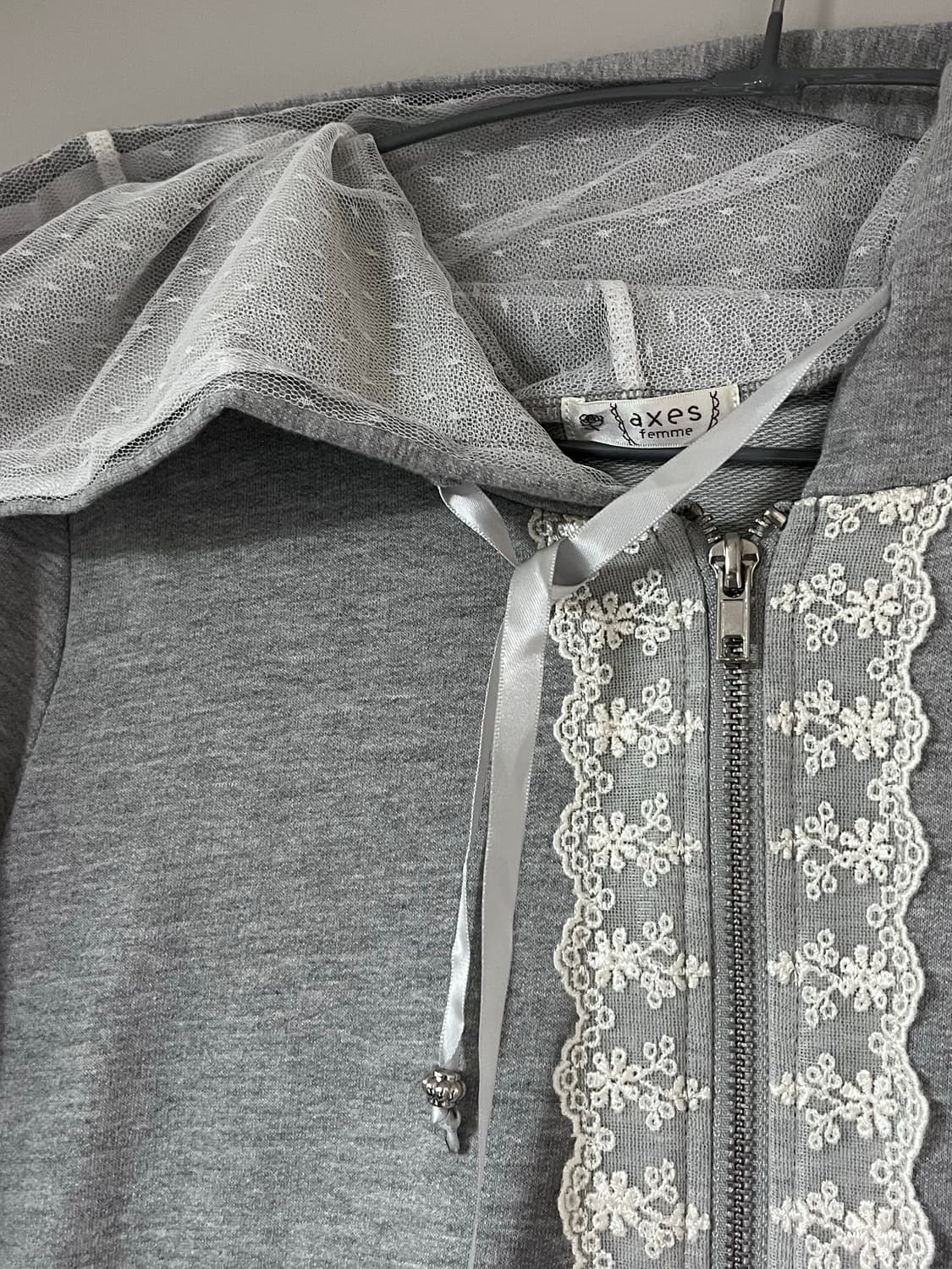 엑시즈팜 엑팜 후드 집업 후집 그레이 레이스 모리 갸루 고스로리 너드 상품이미지4