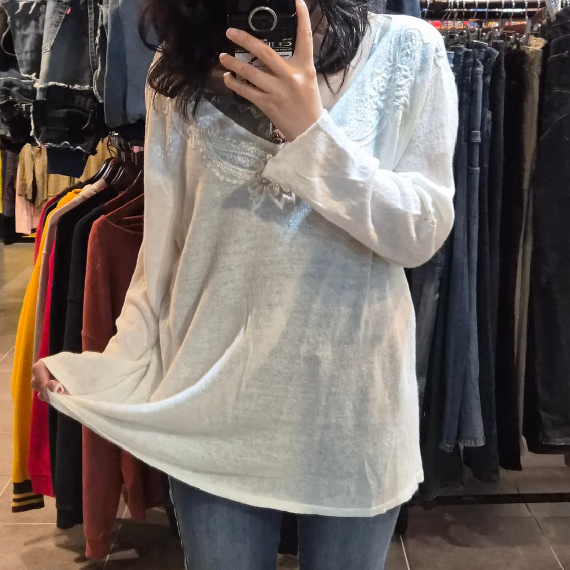 [NO.9] 로렌 화이트 자수 니트 상품이미지2