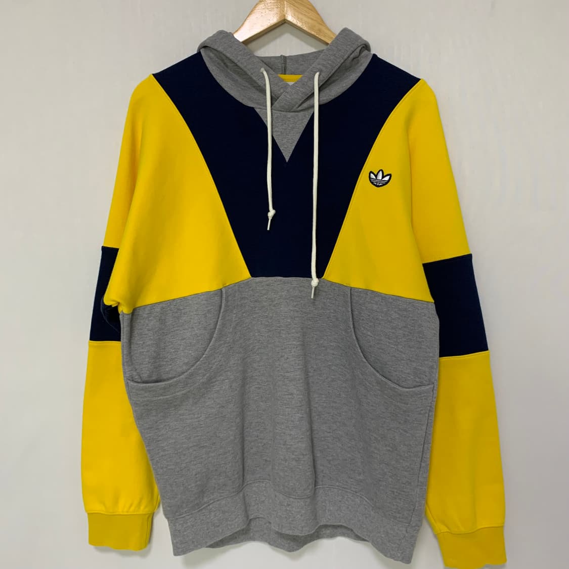 아디다스 빈티지 후드티 옐로우/그레이 배색 L 상품이미지2