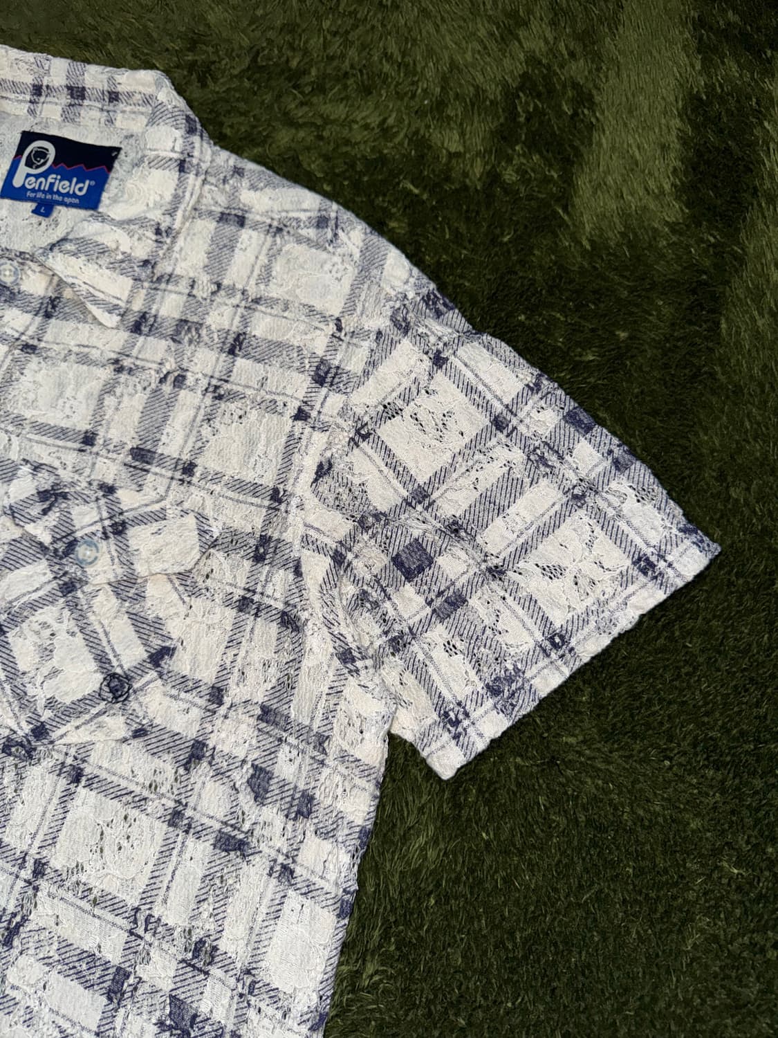 [L] Penfield 펜필드 플레이드 크로쉐 하프셔츠 아이보리 상품이미지3