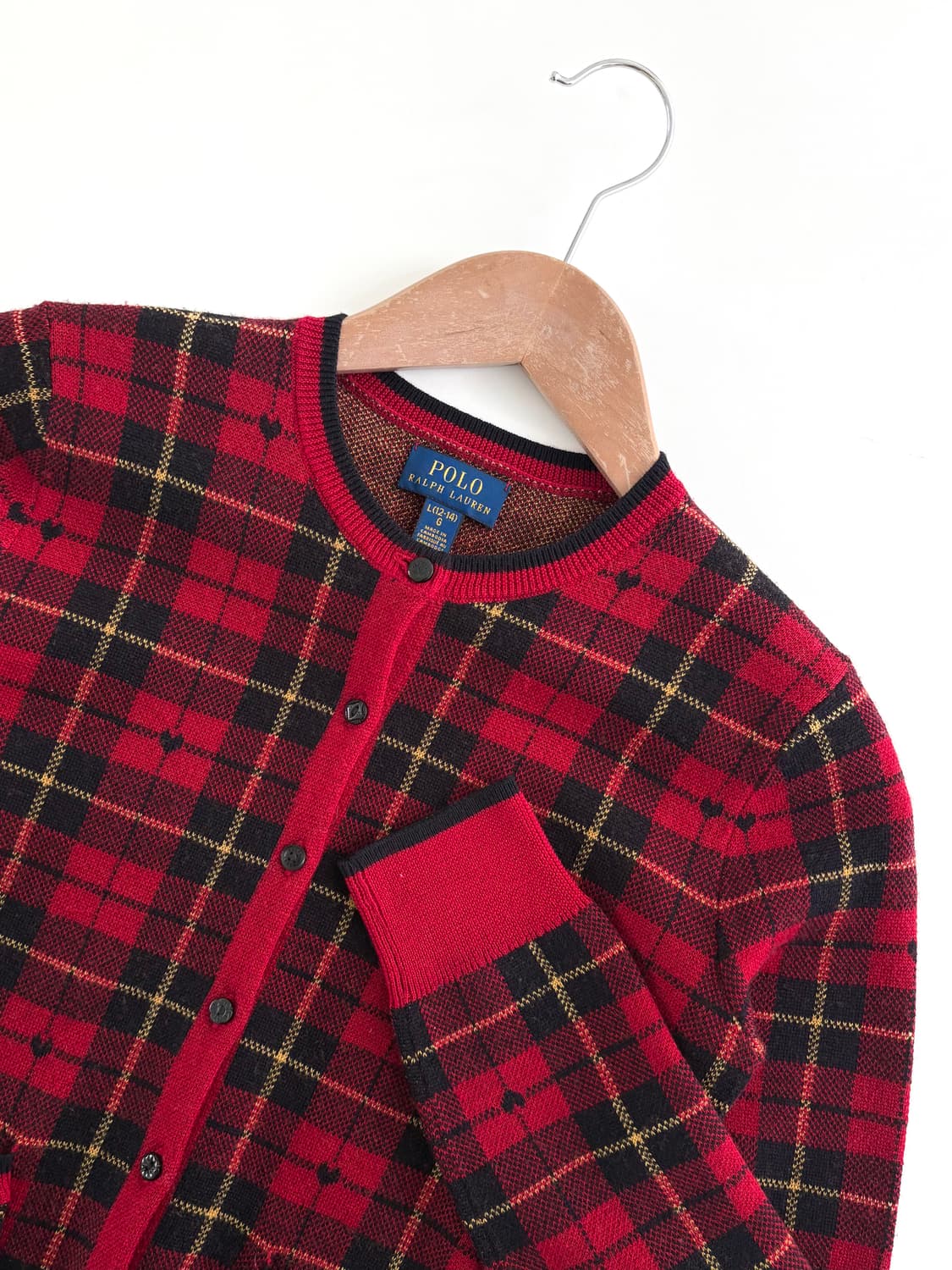 Polo 폴로 랄프로렌 신형 레드컬러 블랙와치 하트로고 걸즈 가디건 상품이미지5