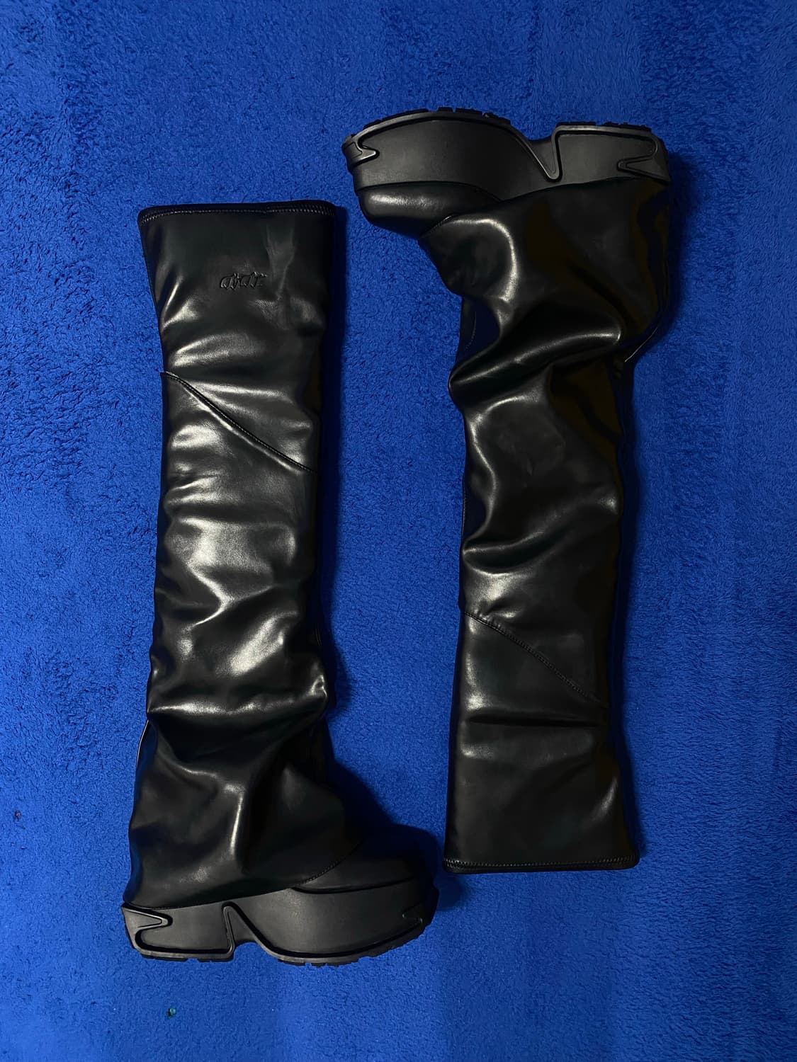 DaphneLab 블랙 레더 롱부츠 상품이미지1