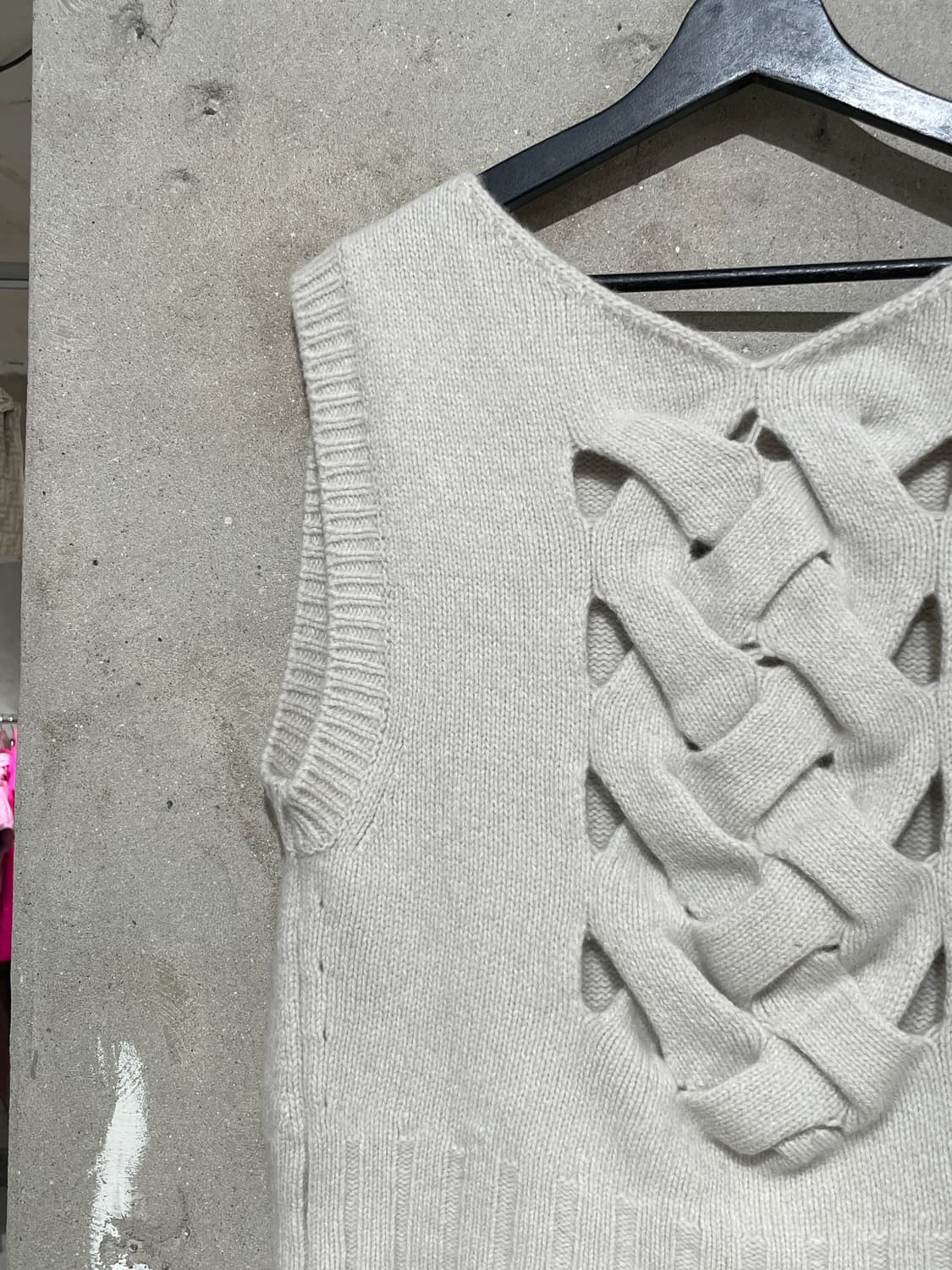 시스템 아이보리 미들 케이블 니트 베스트 상품이미지2