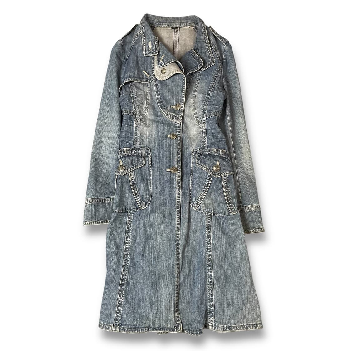 블루페페 디테일 데님 롱 원피스 상품이미지1