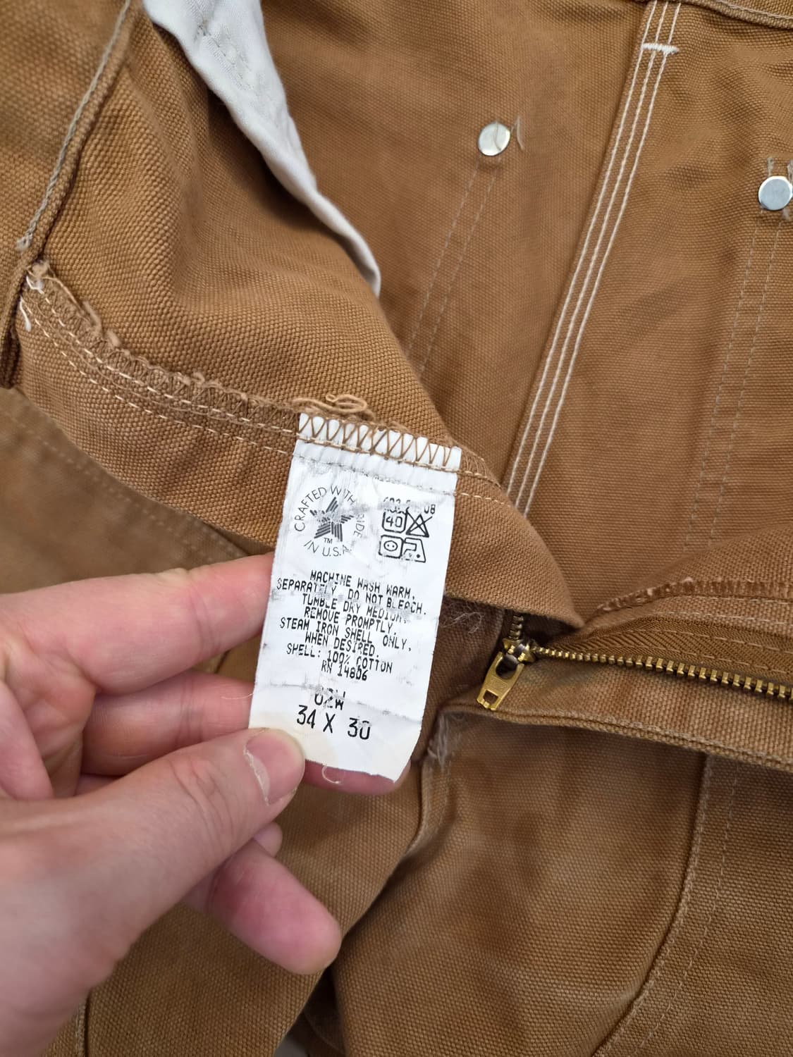 빈티지 바람개비라벨 칼하트 더블니 브라운 34×30 상품이미지8