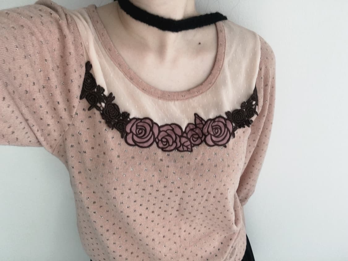 axes femme) flower knit top camel 상품이미지4