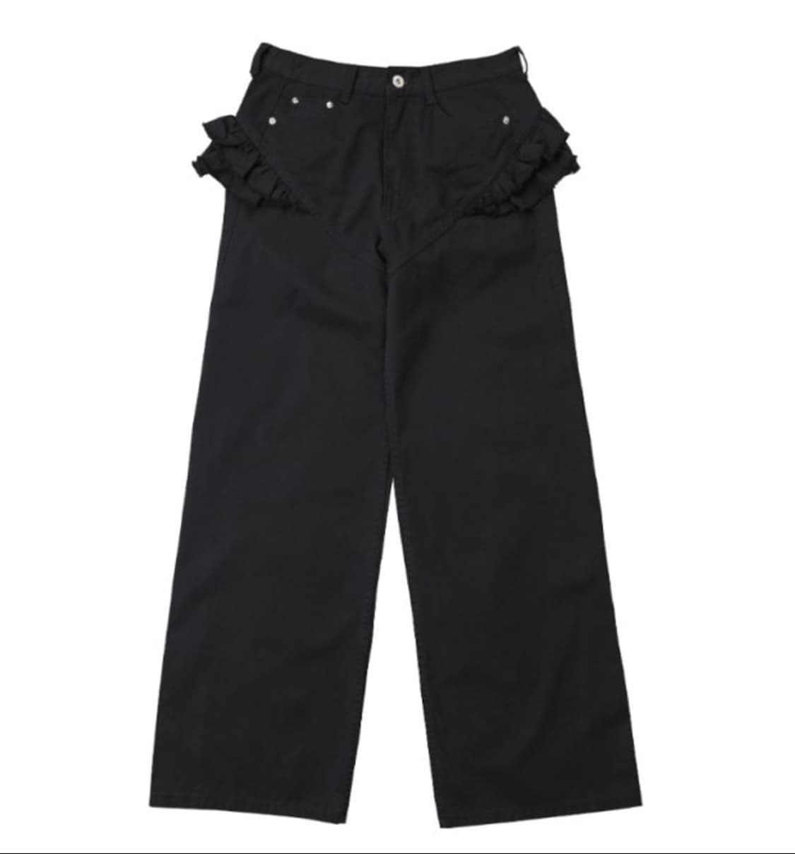 울리카 프릴 팬츠 블랙 상품이미지1