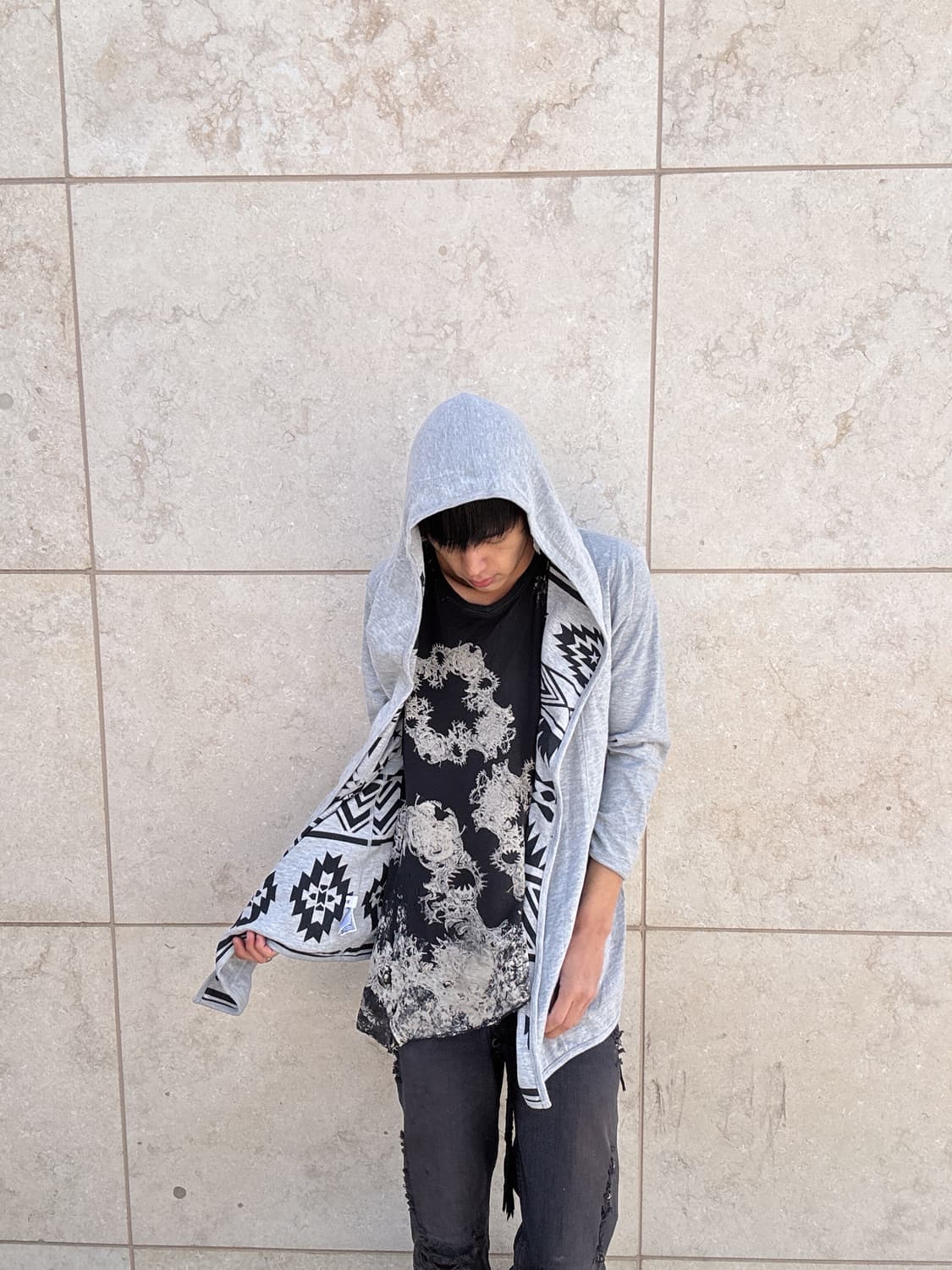 Nordic Pattern Detail Hoodie Cardigan 상품이미지1