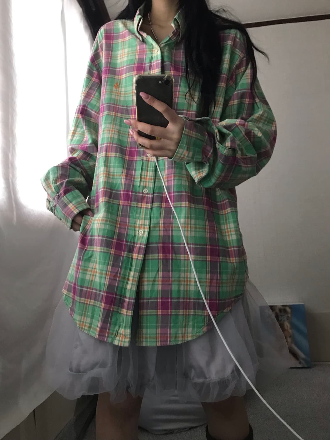 폴로 그린핑크 체크셔츠 상품이미지1