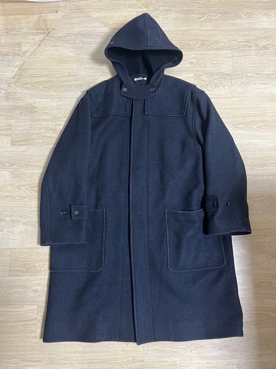 오라리 울 실크 멜튼 더플 코트 블랙 네이비 3사이즈 상품이미지2