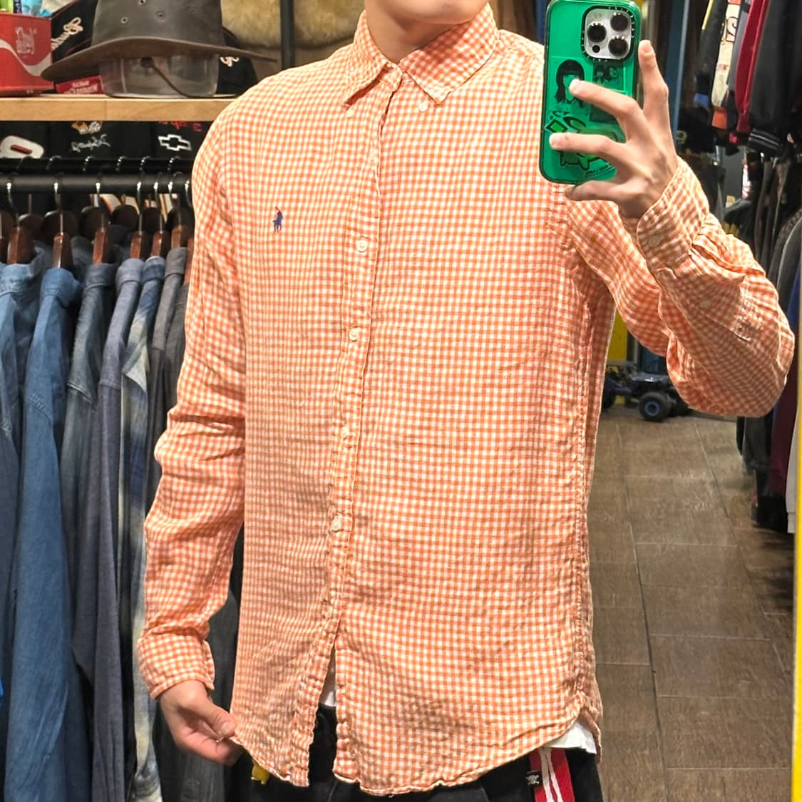 [HI] 폴로 랄프로렌 셔츠 체크오렌지 상품이미지3