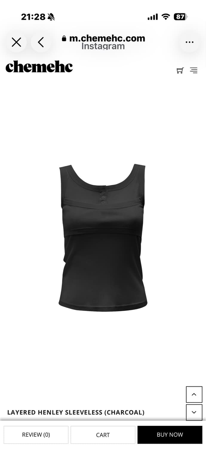 체메씨 LAYERED HENLEY SLEEVELESS (CHARCOAL) 상품이미지1