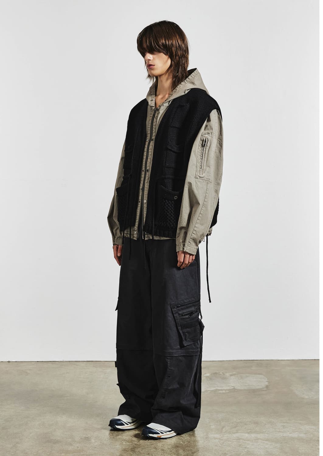 엘무드 유틸리티 니트 베스트 가디건 블랙 48사이즈 상품이미지7