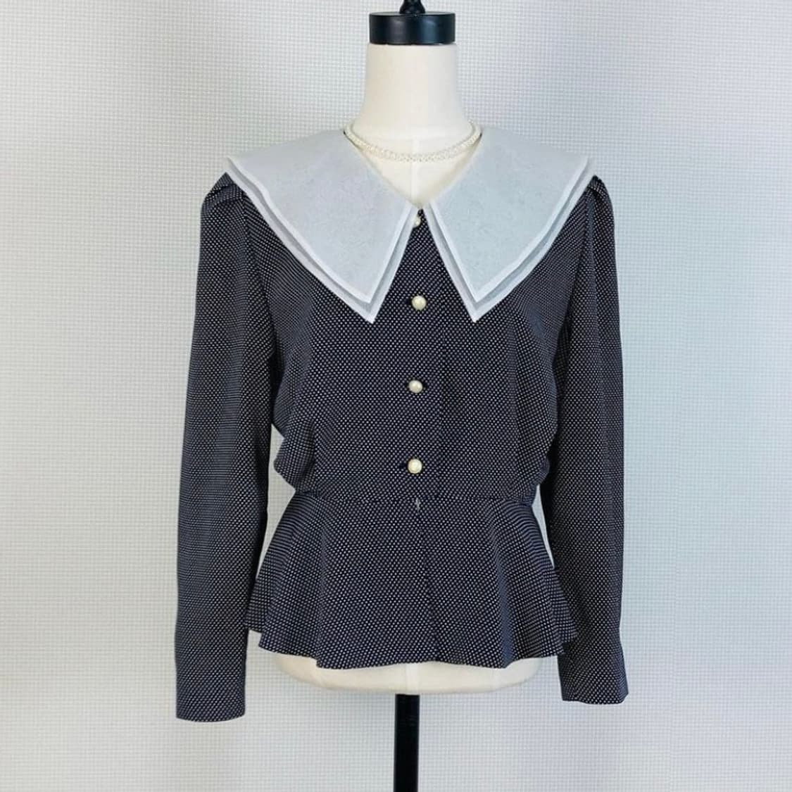 빈티지 ) 더블오간자카라 도트블라우스 자켓 상품이미지5