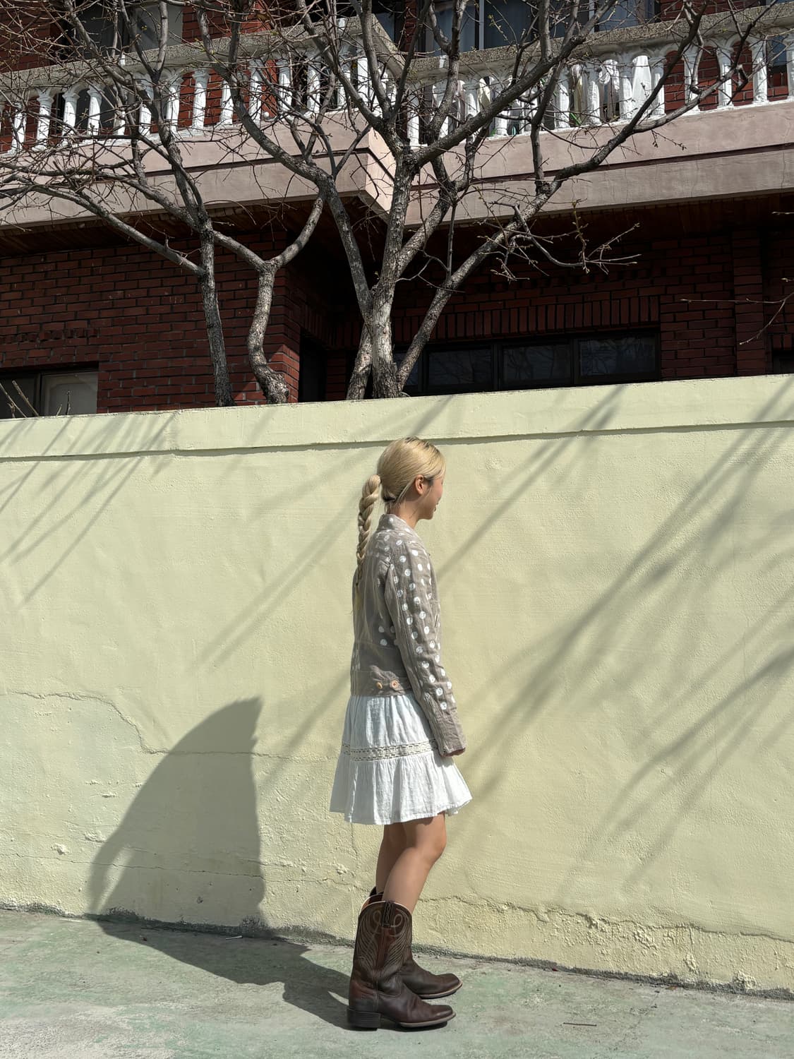 도트 프린팅 린넨 자켓 상품이미지7