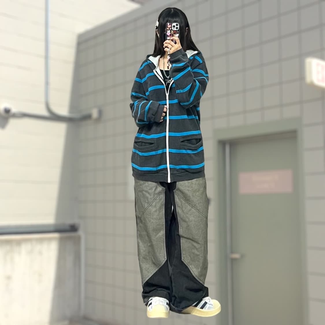 아디다스 스트라이프 오버사이즈 후드집업  상품이미지1