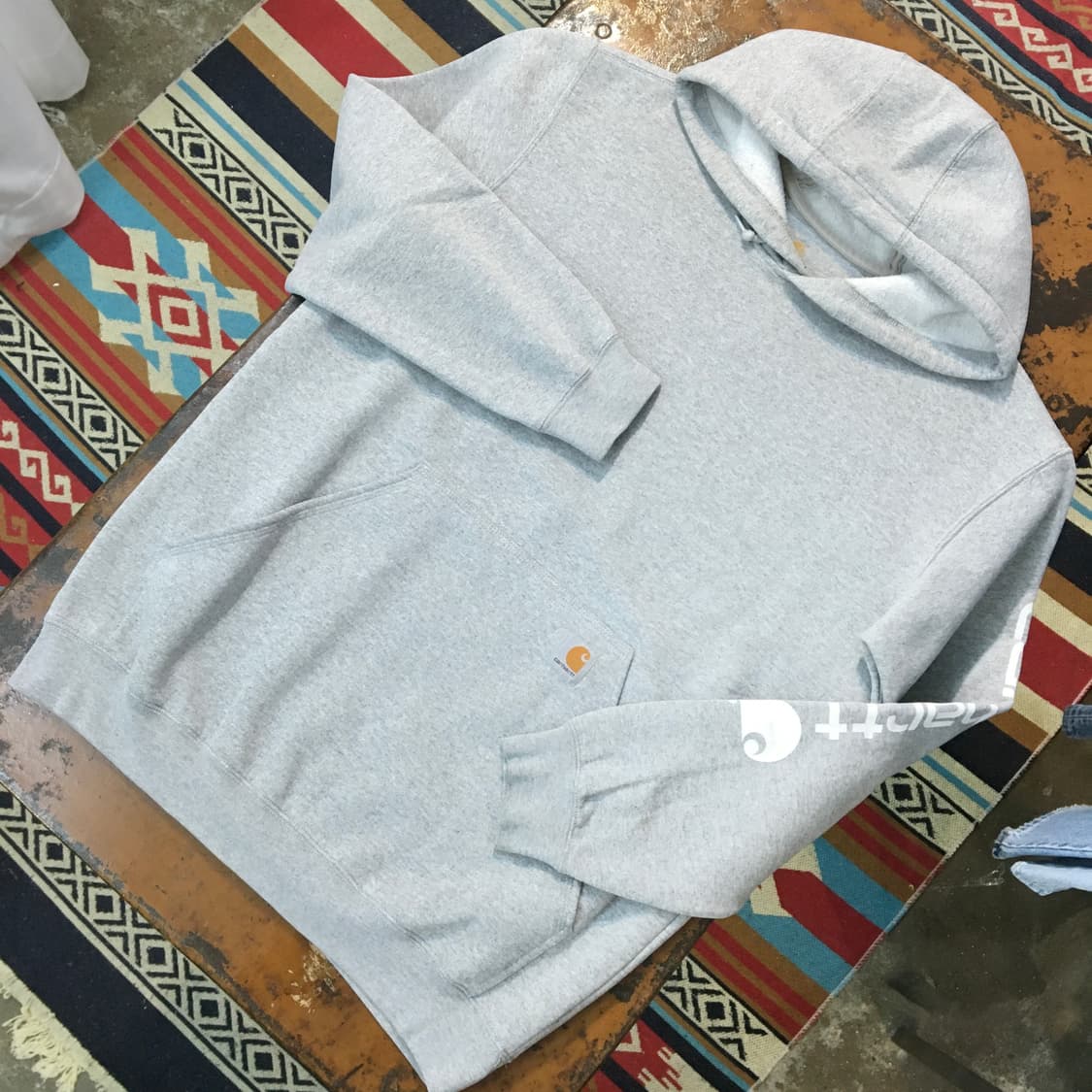 칼하트 그레이 기모 프린팅 후디 후드 티셔츠 남성 110 사이즈 상품이미지2