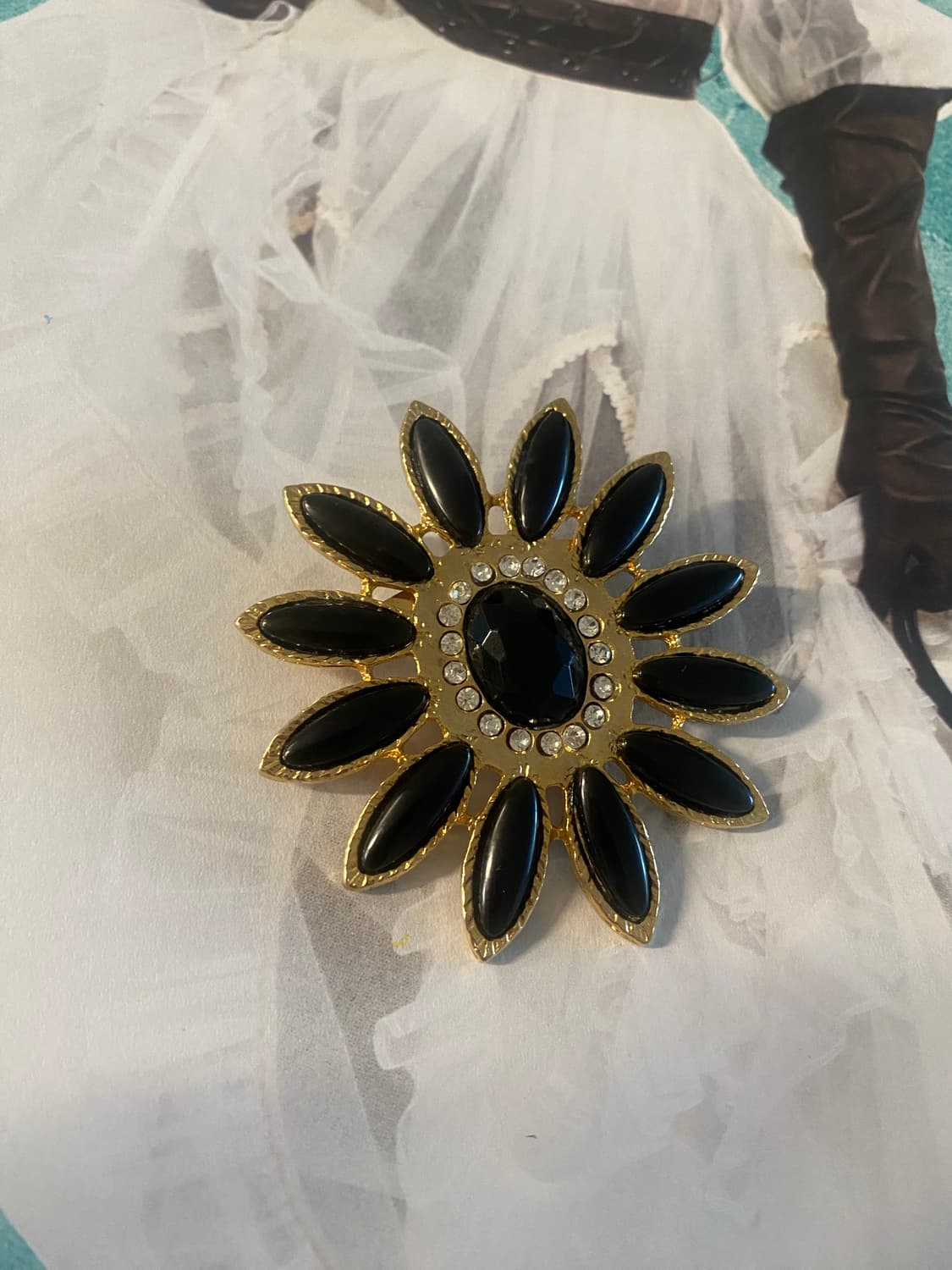 메탈 블랙 플라워 빈티지 브로치 일본 y2k 악세사리  상품이미지4