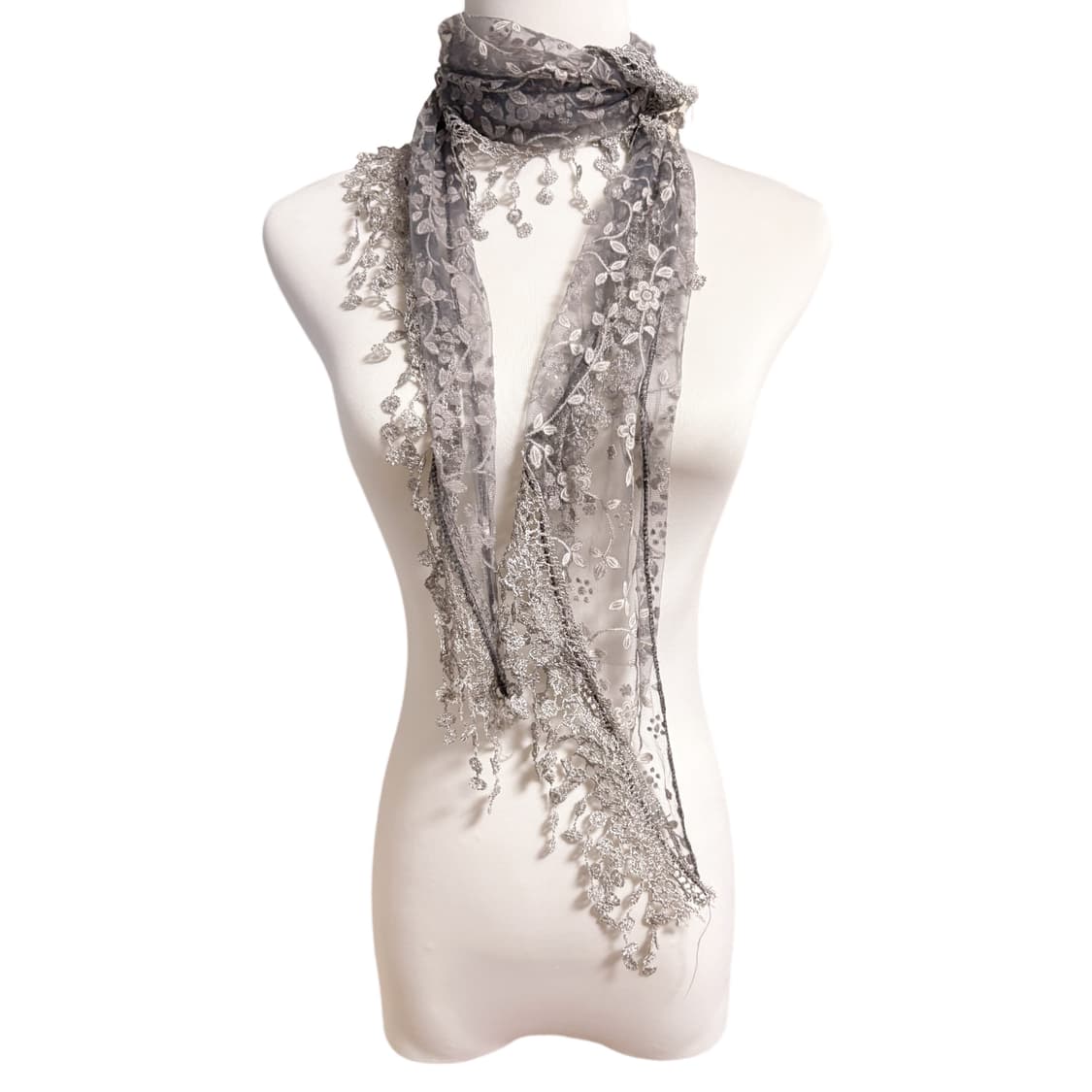 (이체시에눌) 일본 페어리 오리엔탈 글리터 플라워 패턴 드롭 머플러 상품이미지1