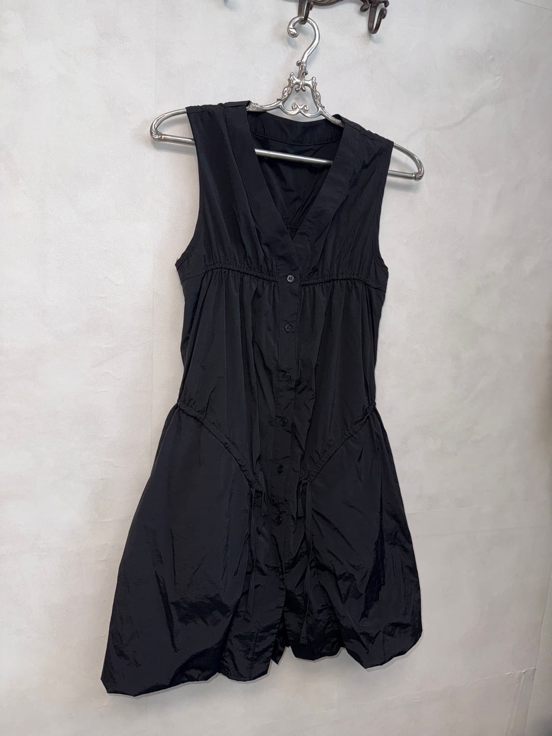 Black shirring detail balloon ops 상품이미지5
