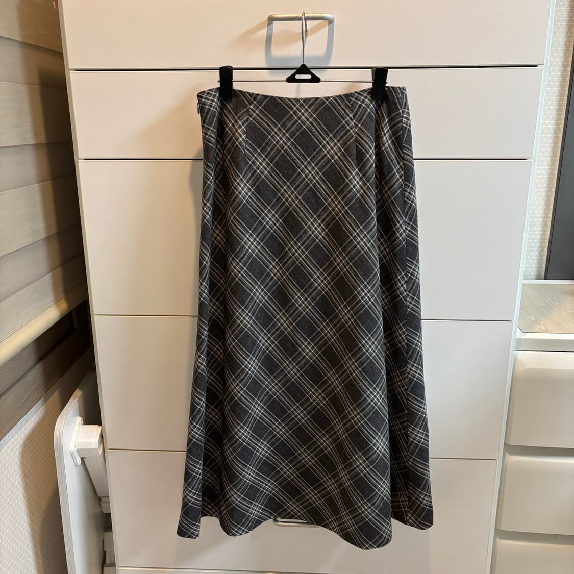 그레이 체크 모직 A라인 롱 스커트 상품이미지6