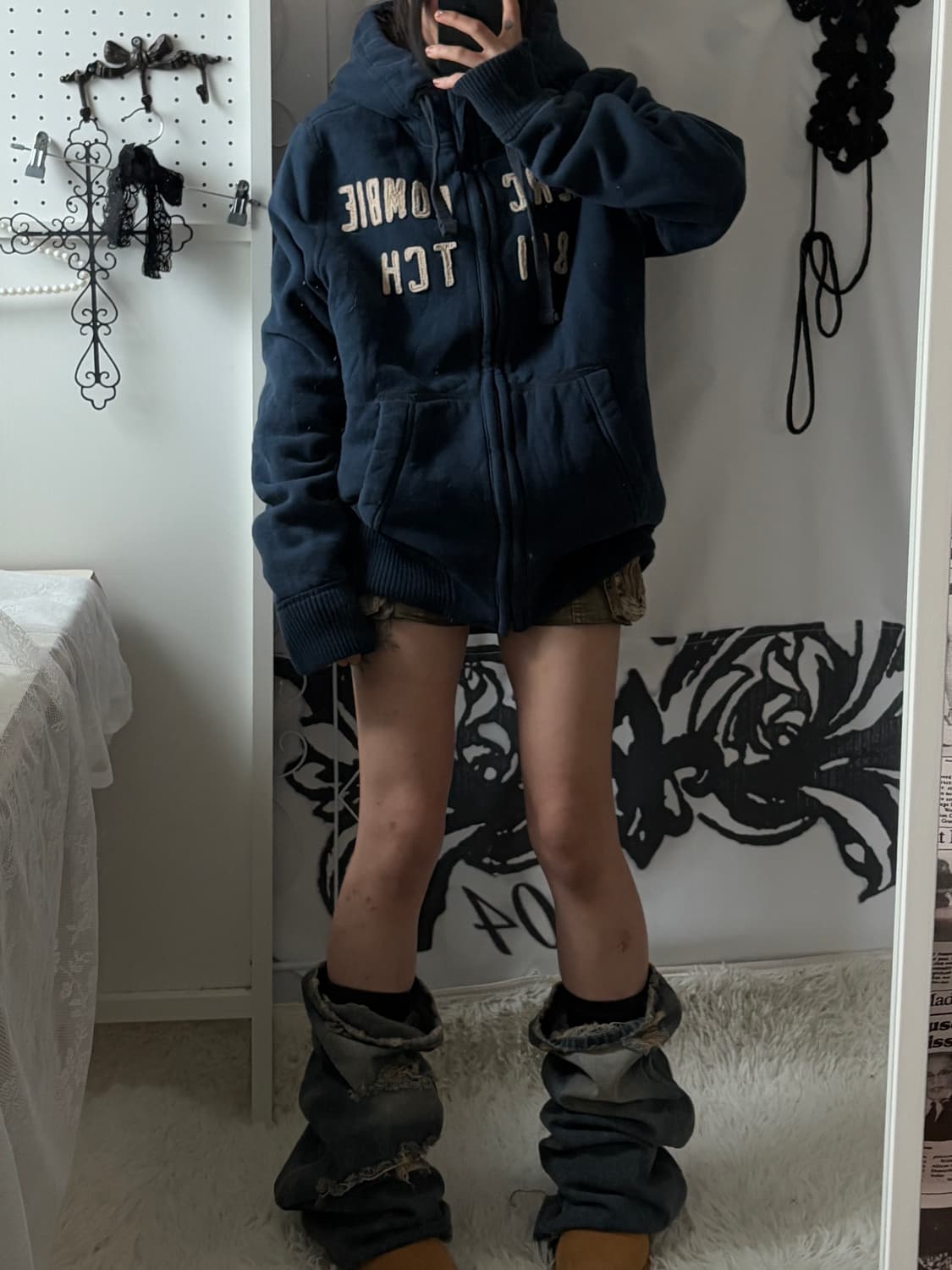 • Abercrombie Navy Wolf fur Hoodie zip-u 상품이미지5