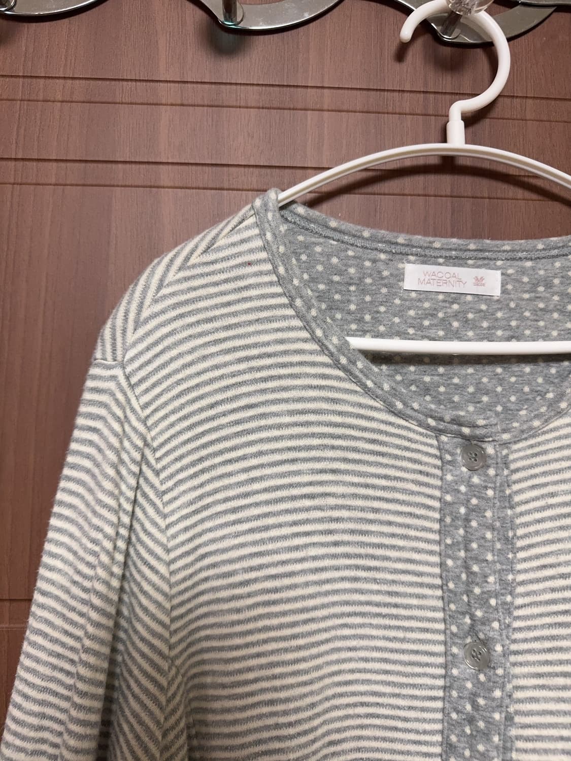 모리걸 하구미 일본 빈티지 그레이 스트라이프 바선생깔 도트 원피스 상품이미지3