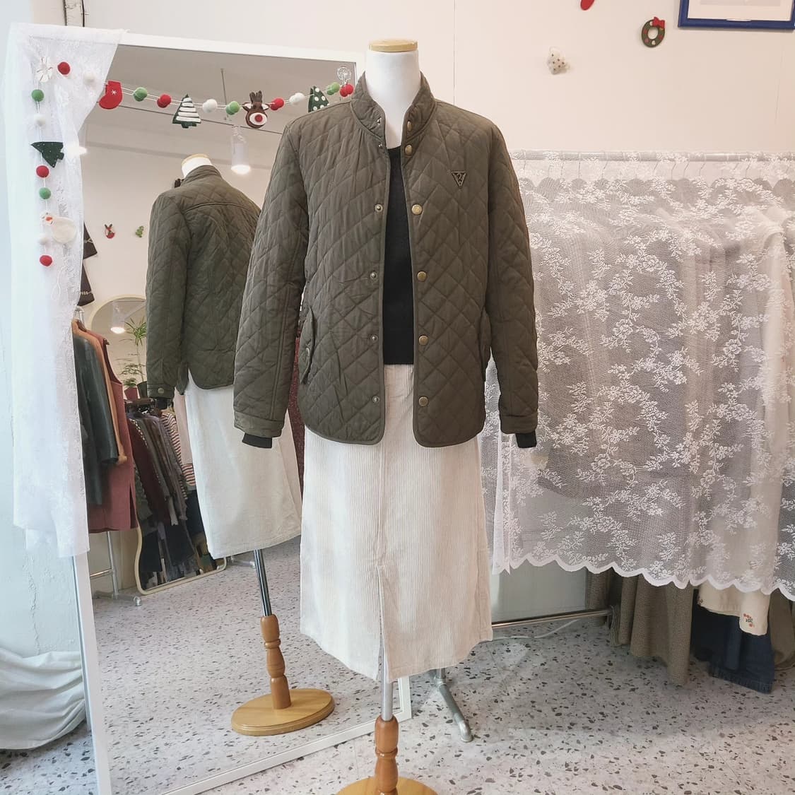 Guess jeans 카키 경량패딩 여성 퀼팅 자켓  상품이미지9