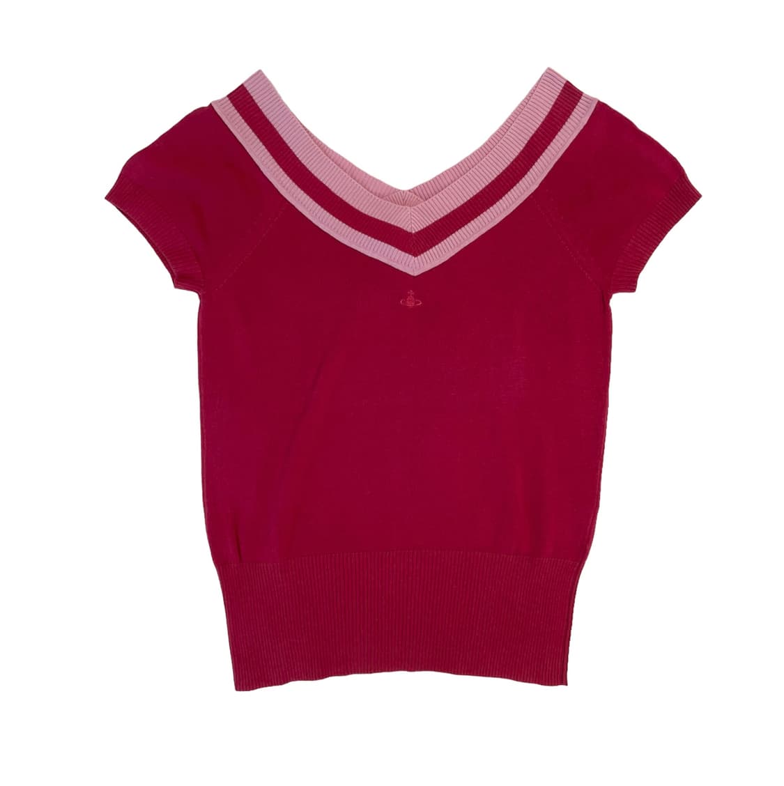 비비안웨스트우드 브이넥 오프숄더 숏 슬리브 니트 상품이미지1