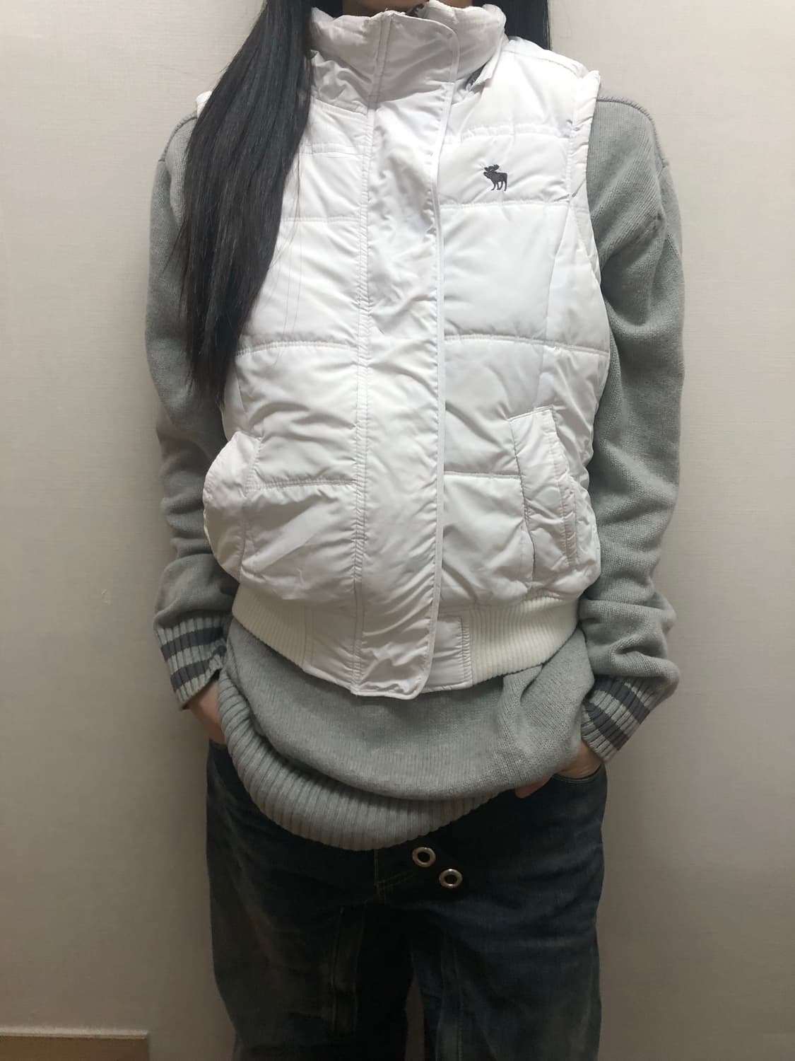 빈티지 아베크롬비 화이트 패딩 베스트 상품이미지1